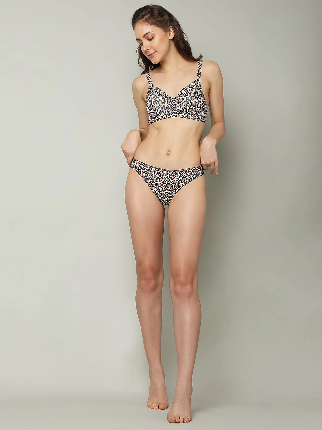 Intimates Black Animal Print Padded Non-Wired T-Shirt Bra - Image 5