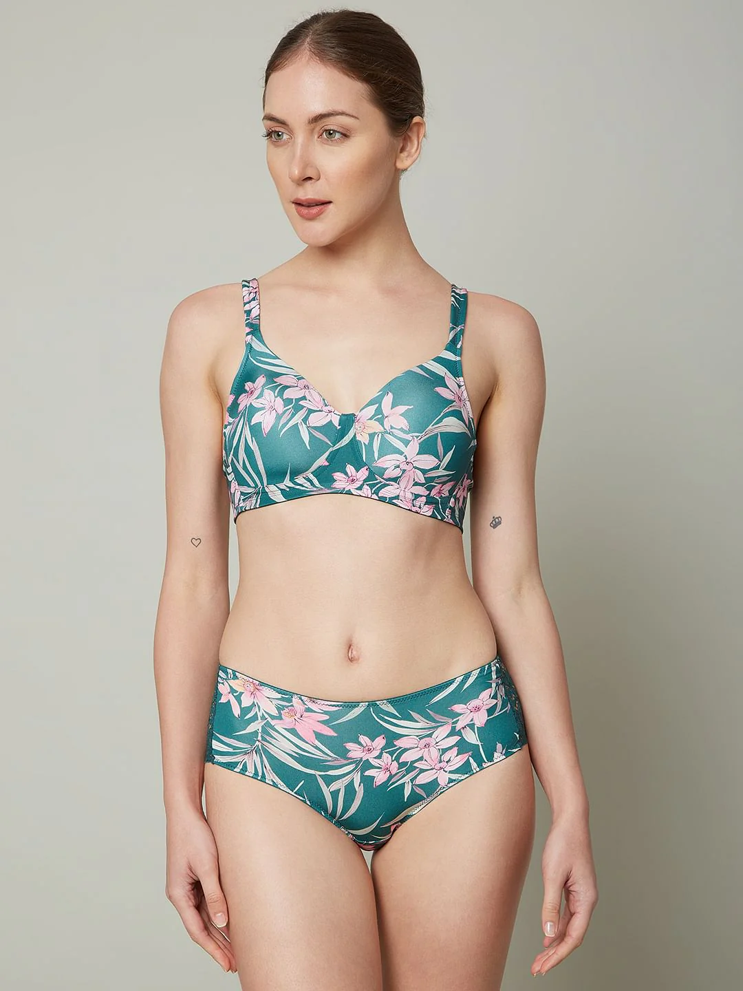 Intimates Green Floral Padded Bra - Image 2
