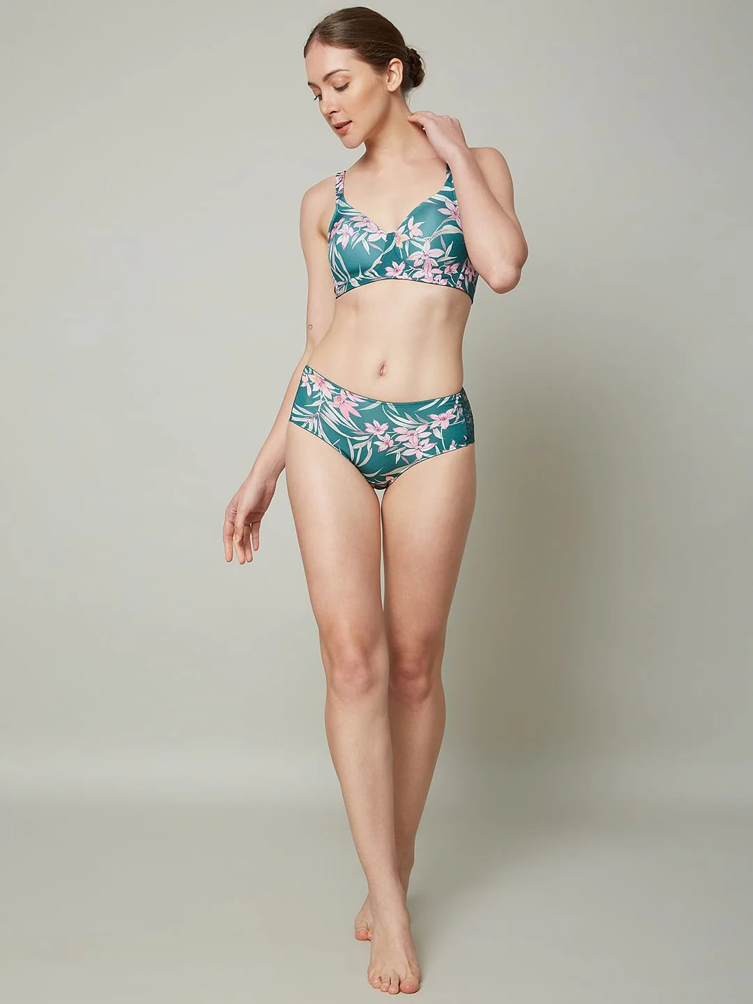 Intimates Green Floral Padded Bra - Image 5