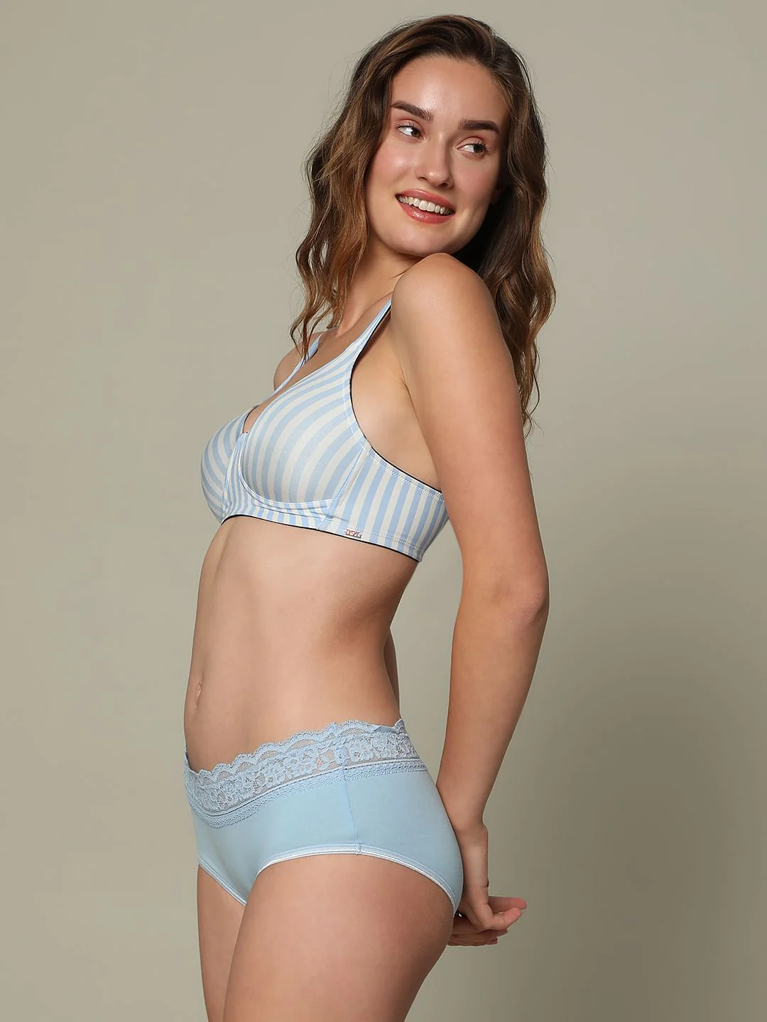 Intimates Blue Striped Padded Non-Wired T-Shirt Bra - Image 3