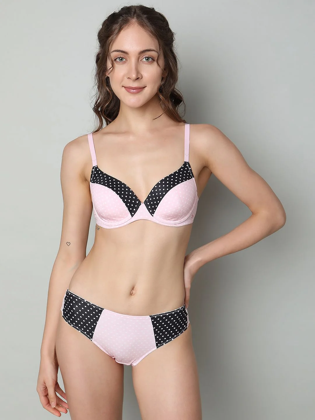 Pink Polka Dot Padded T-Shirt Bra - Image 2
