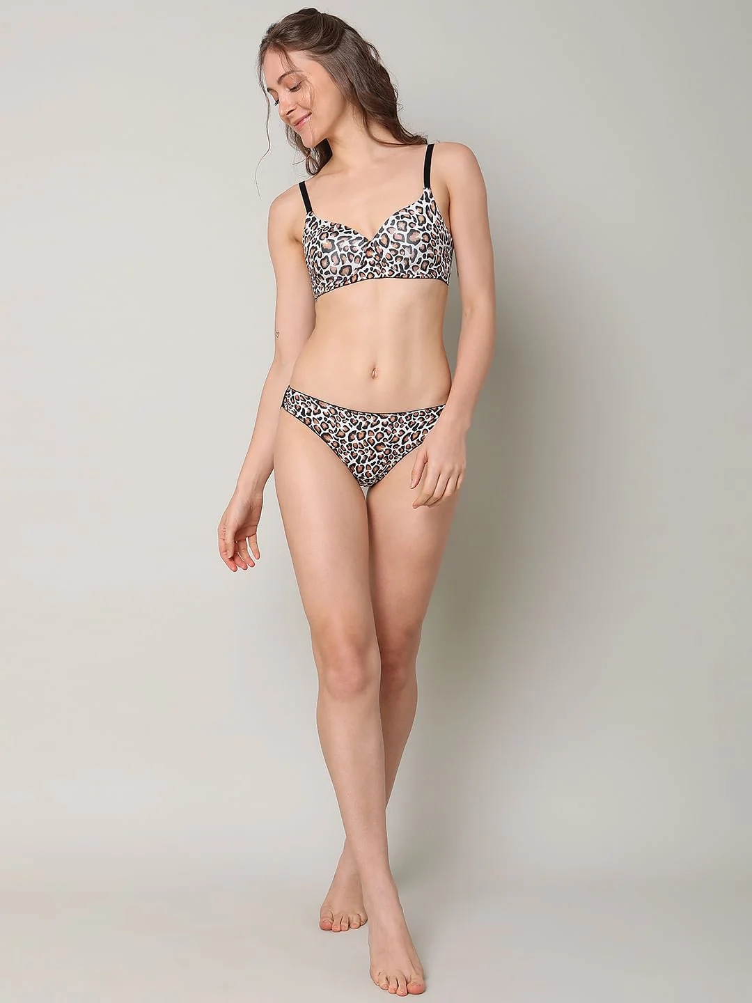 Black Animal Print Non-Wired Padded T-Shirt Bra - Image 5