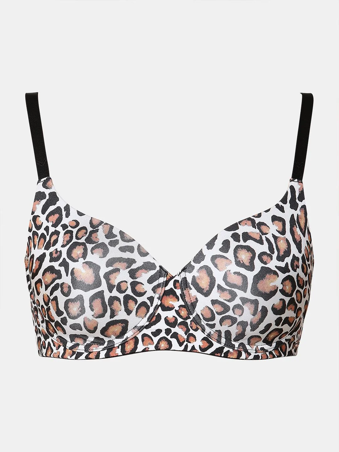 Black Animal Print Non-Wired Padded T-Shirt Bra - Image 7