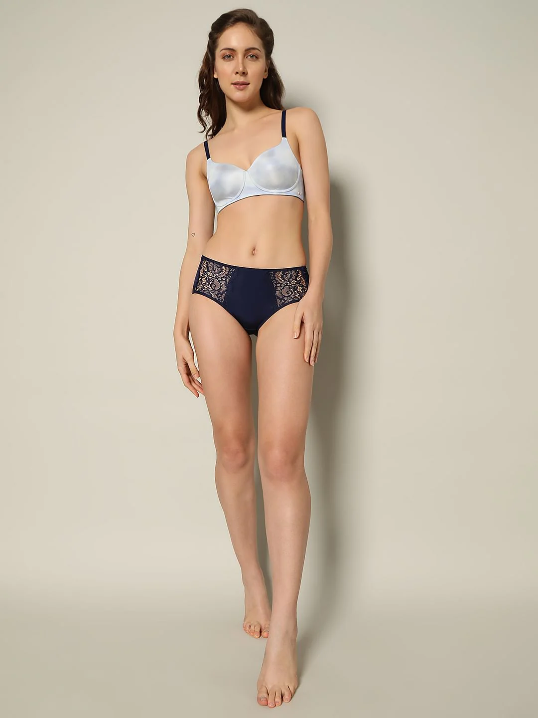 Intimates Blue Printed Padded Non-Wired T-Shirt Bra - Image 5