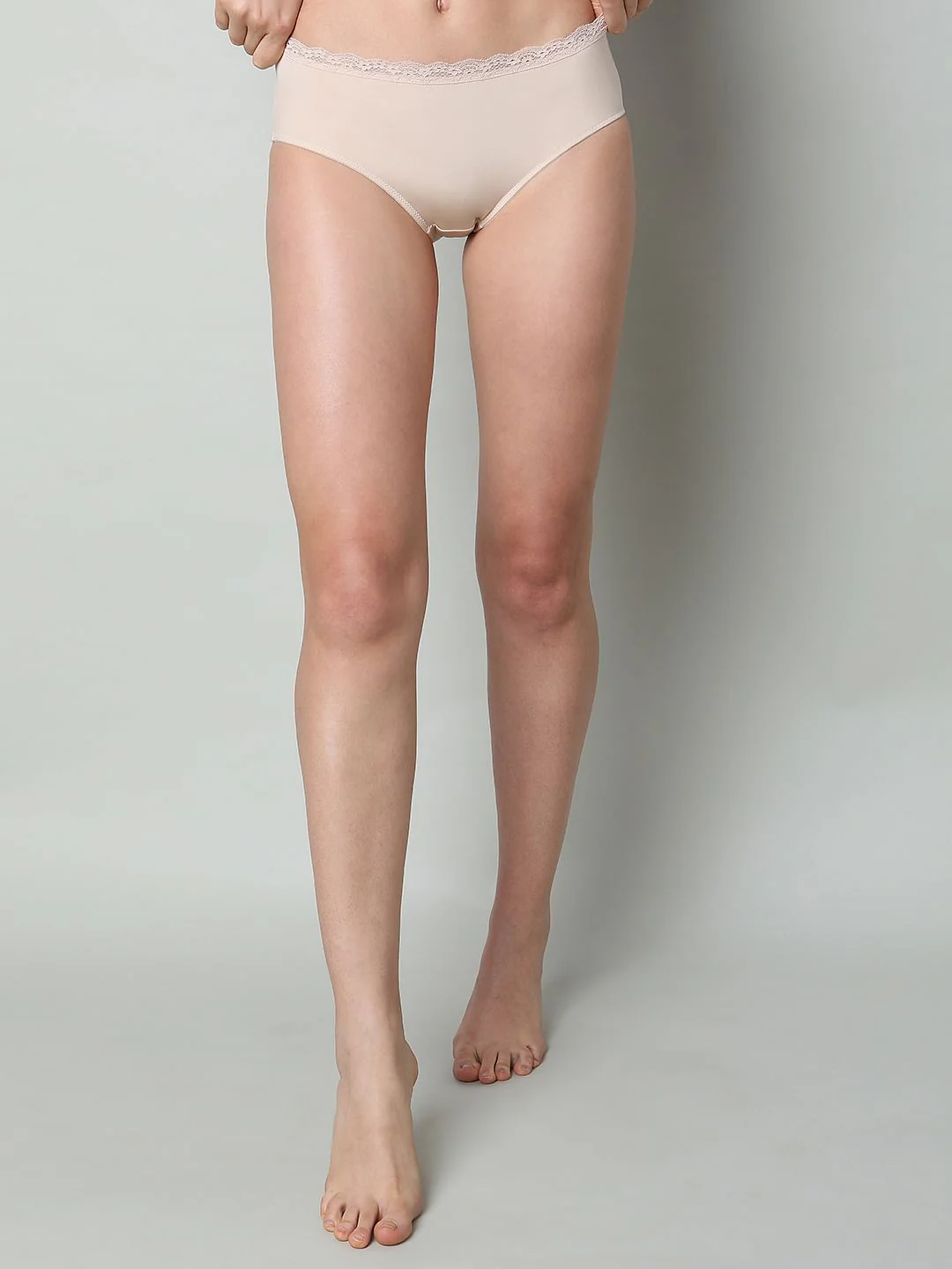 Beige Lace Midi Briefs - Image 2