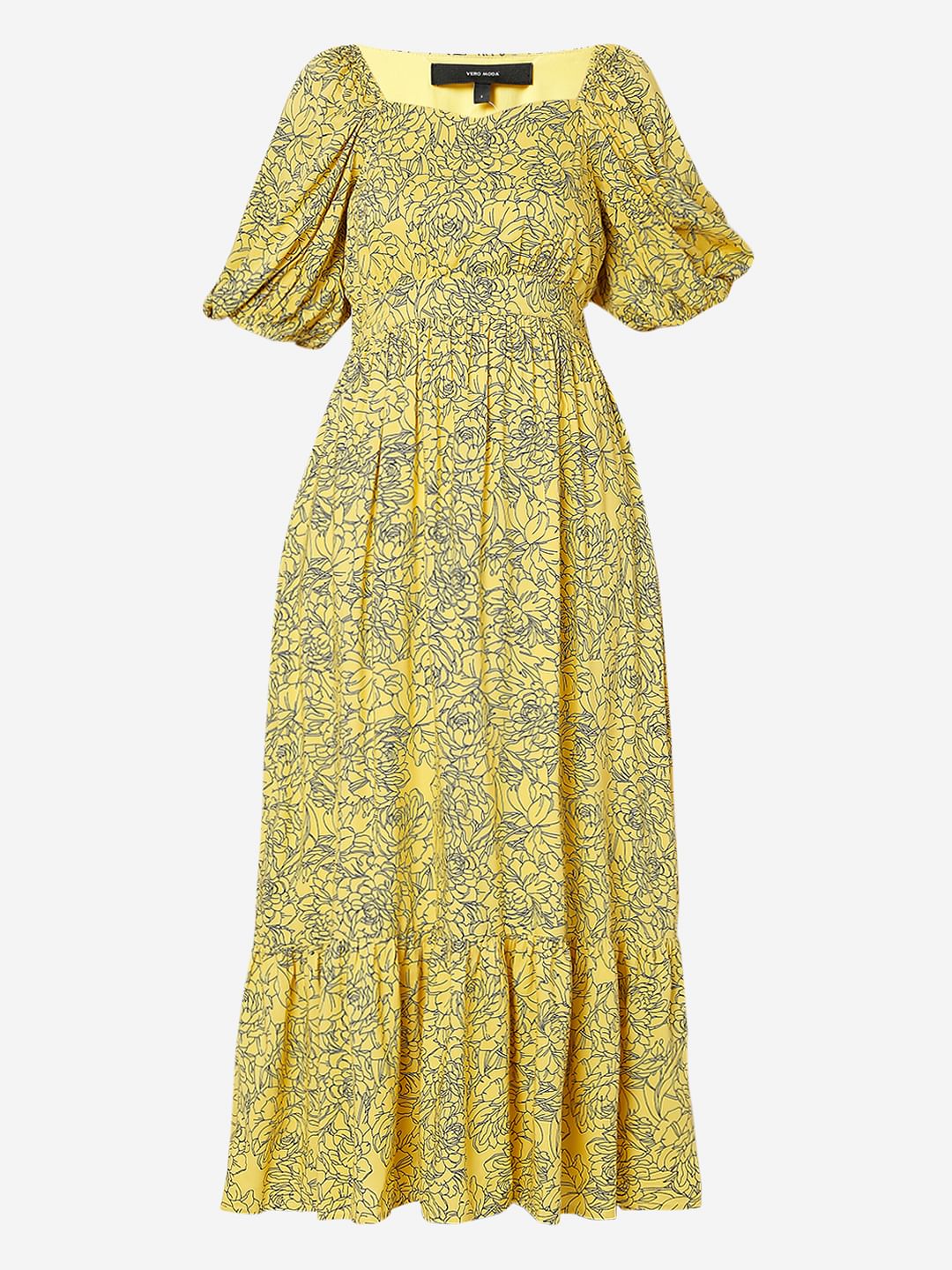 Yellow Floral Print Maxi Dress - Image 6