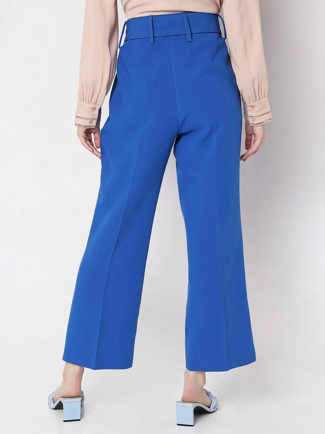Blue High Rise Belted Pants - Image 4