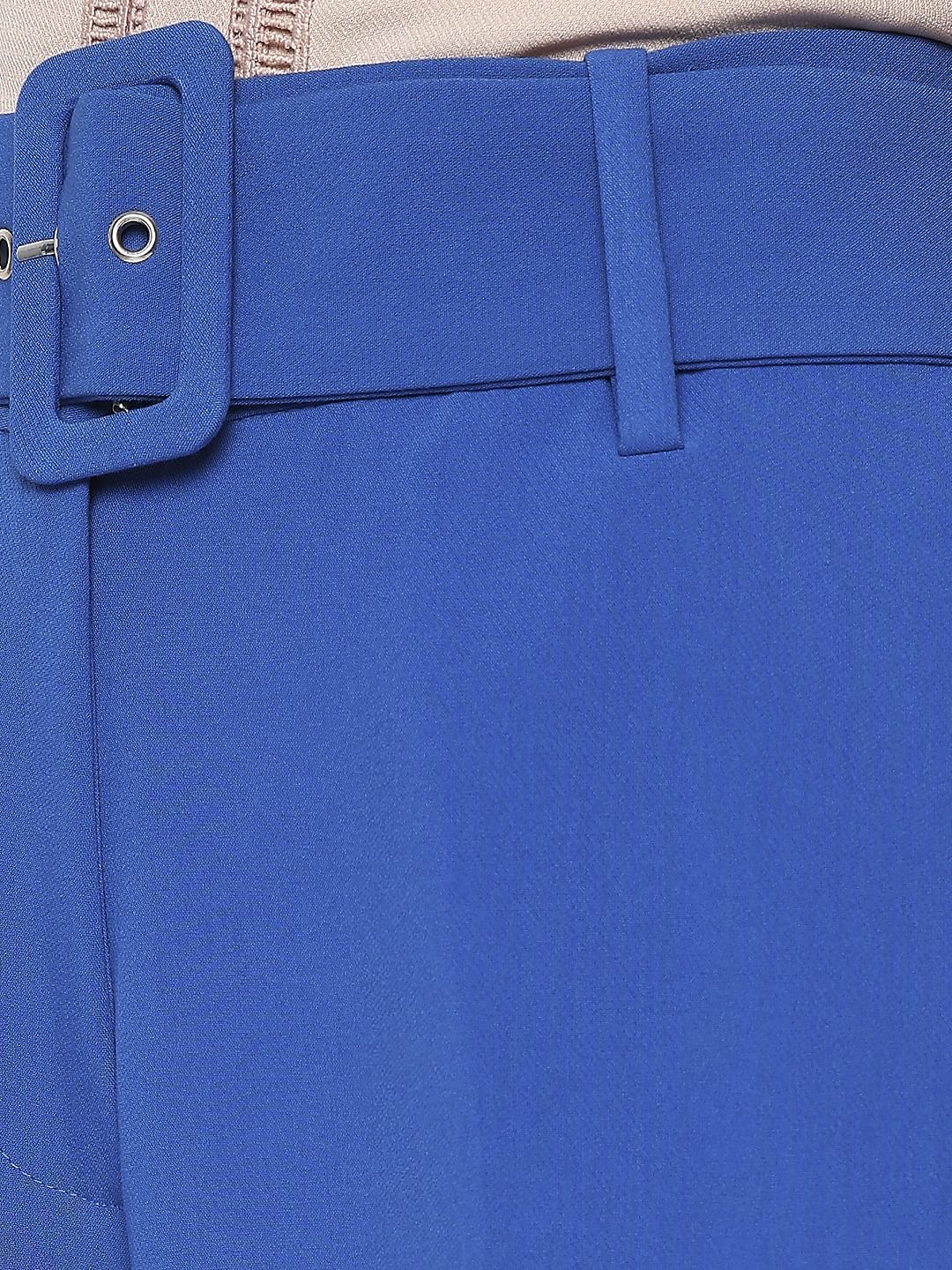 Blue High Rise Belted Pants - Image 8