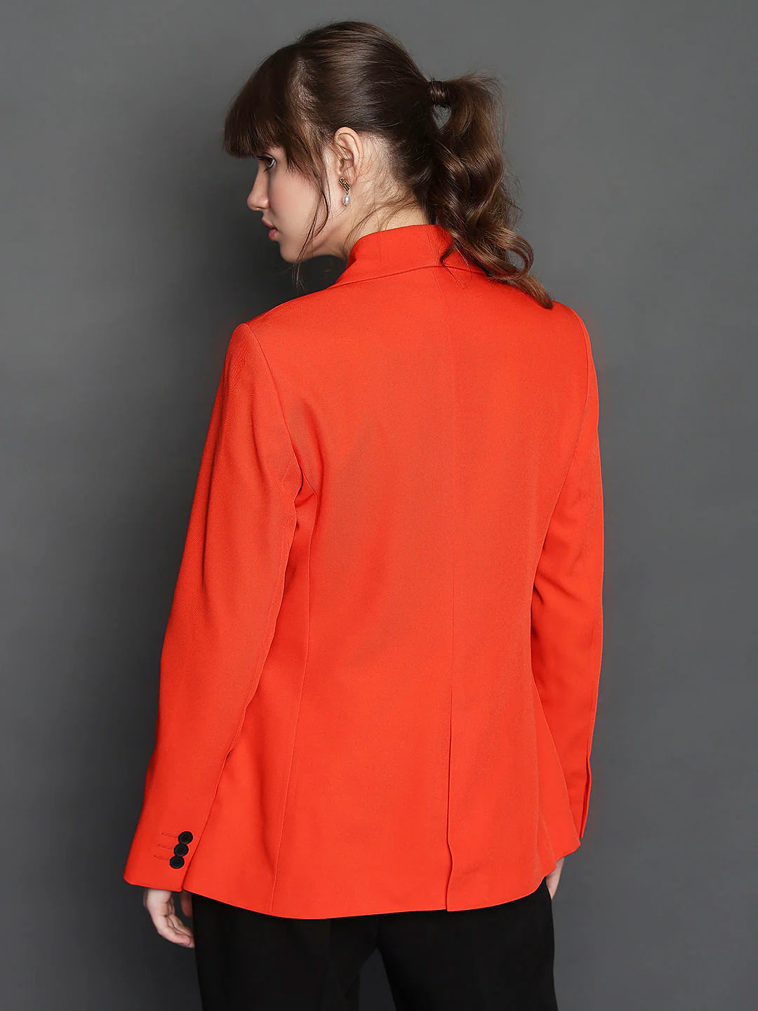 Orange Shawl Lapel Collar Blazer - Image 4
