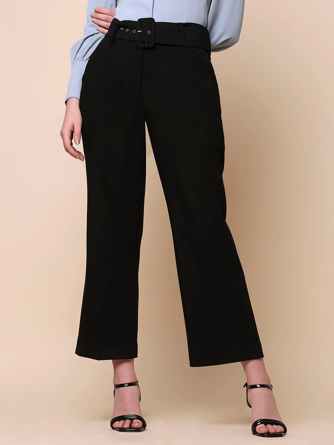 Black High Rise Belted Pants - Image 2