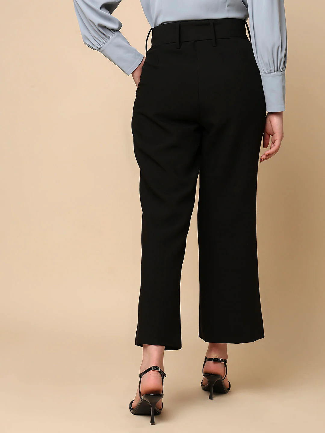 Black High Rise Belted Pants - Image 4
