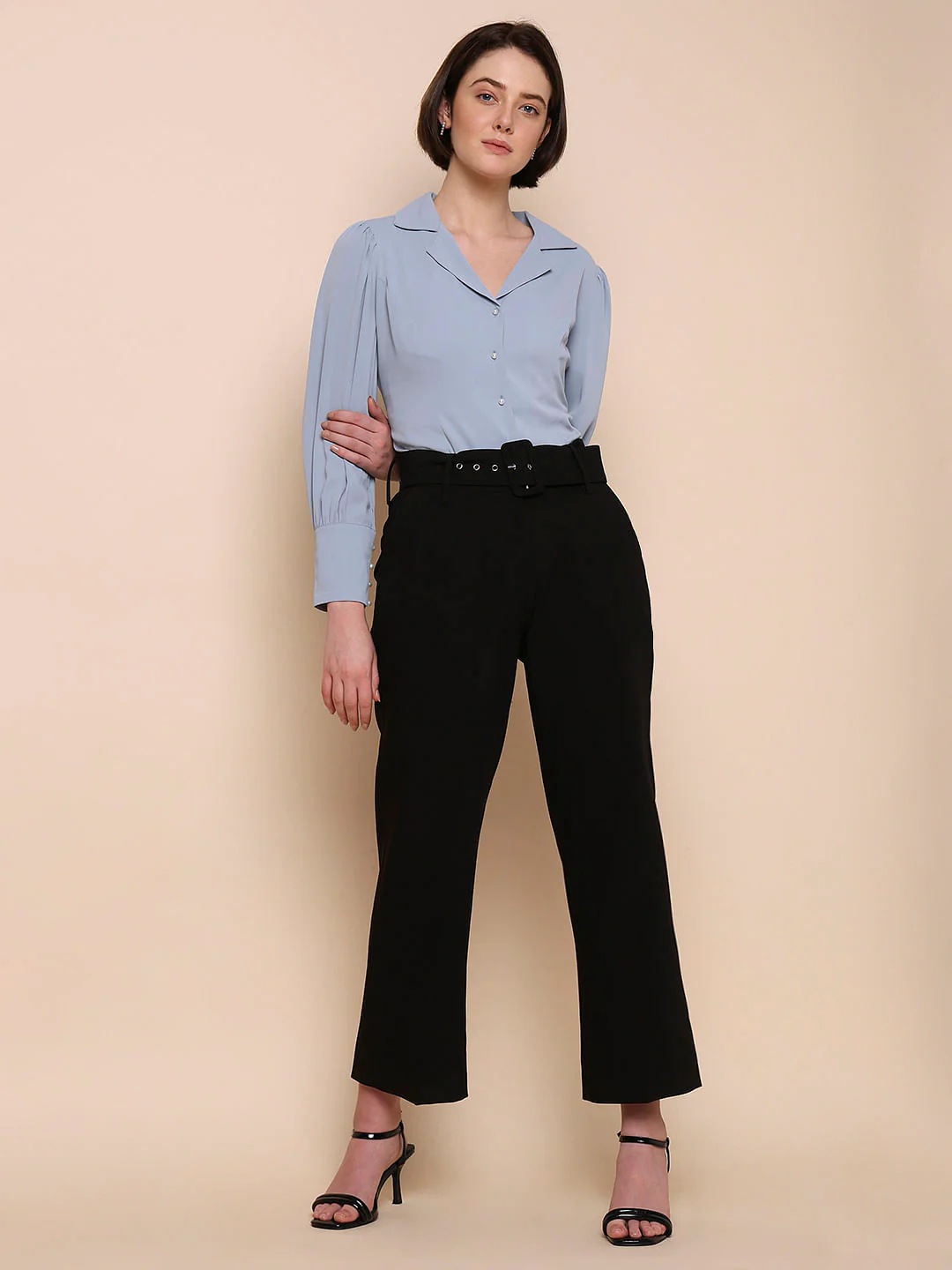 Black High Rise Belted Pants - Image 6