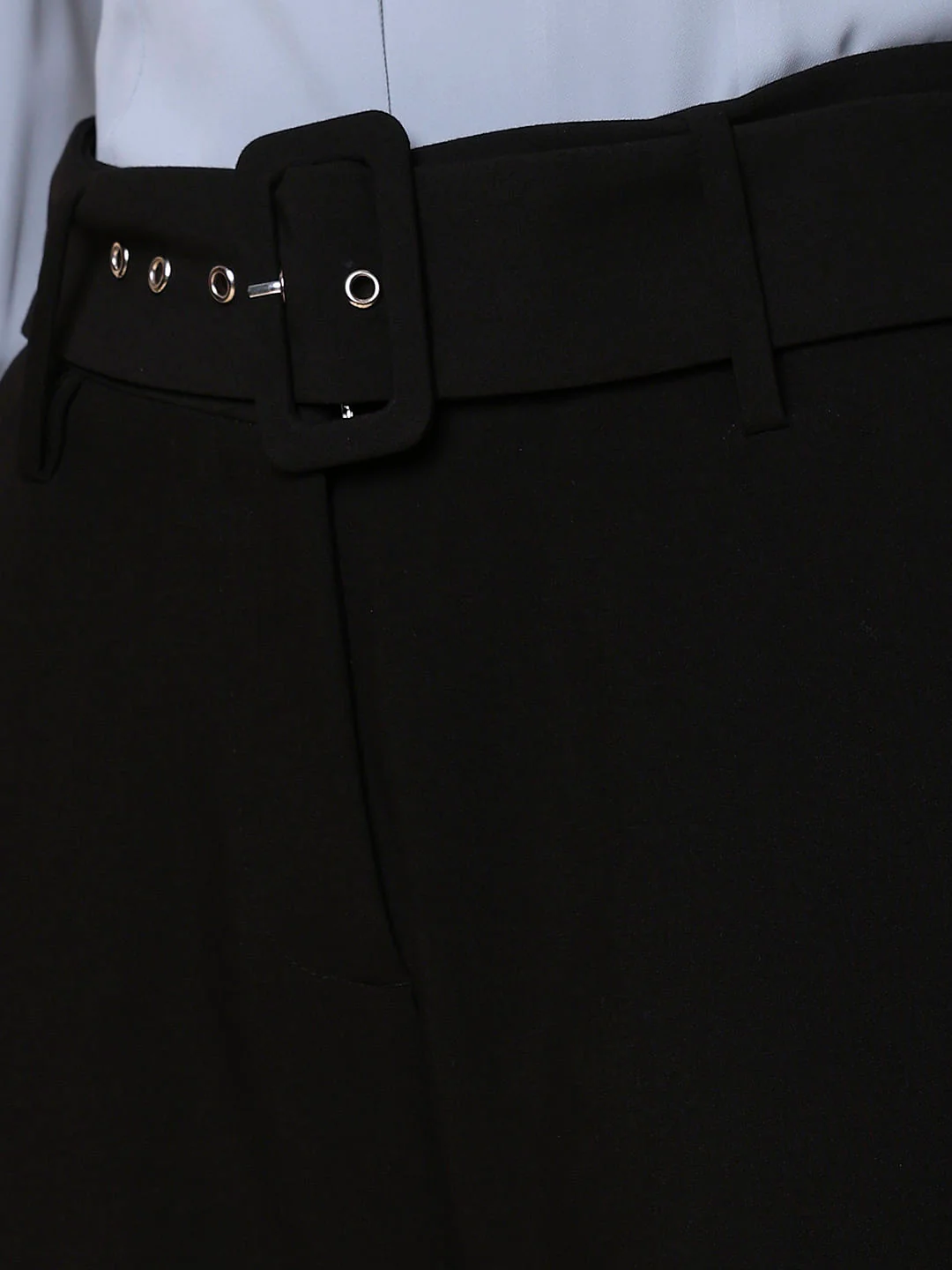 Black High Rise Belted Pants - Image 8