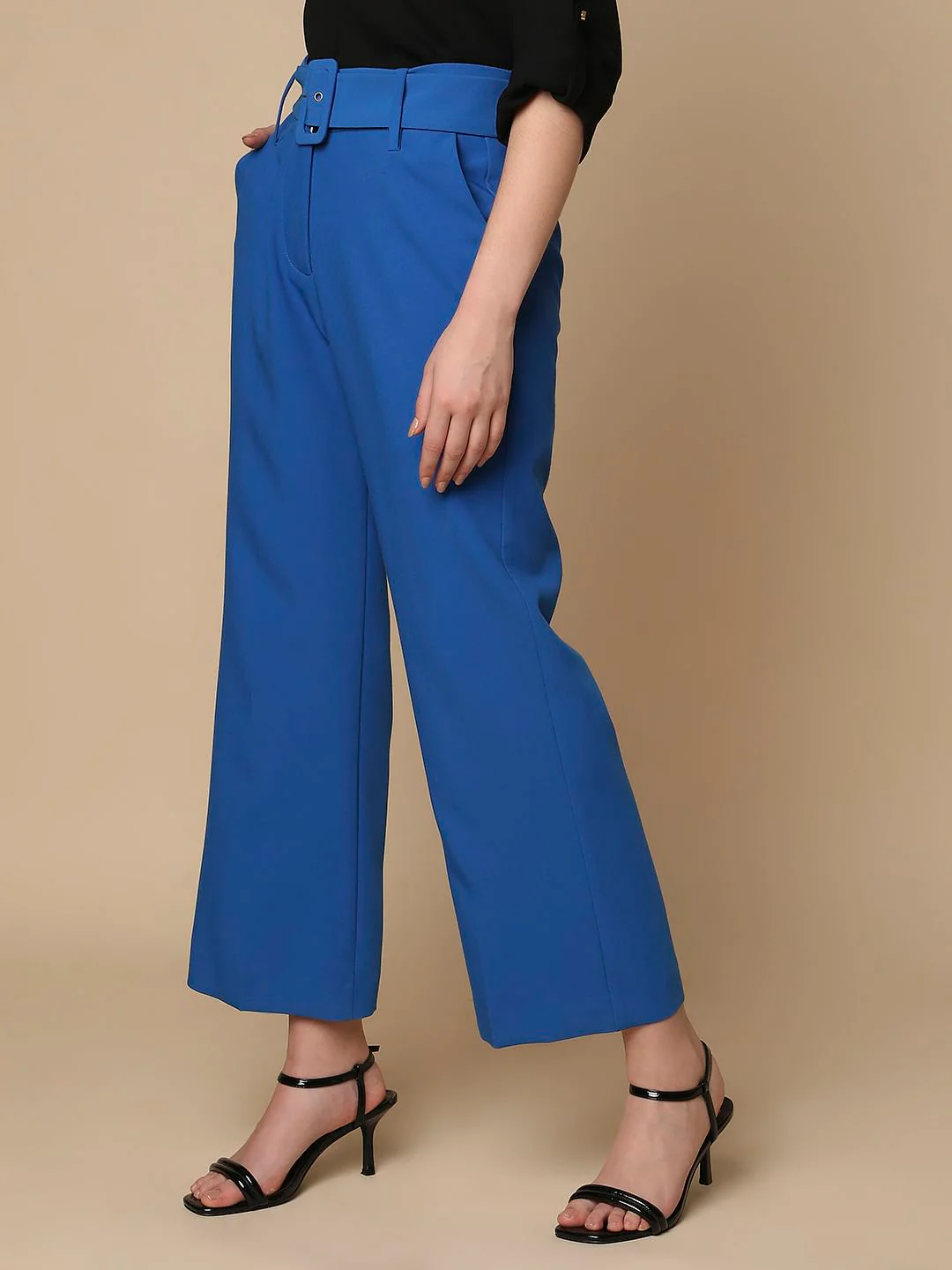 Blue High Rise Belted Pants - Image 2