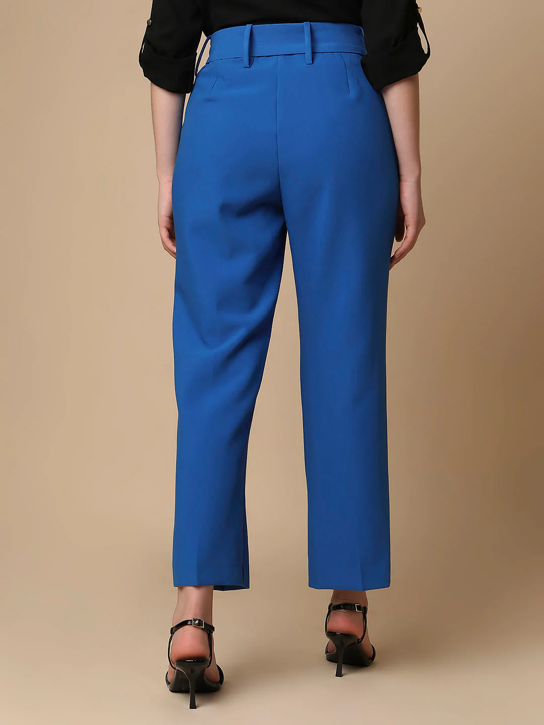 Blue High Rise Belted Pants - Image 3