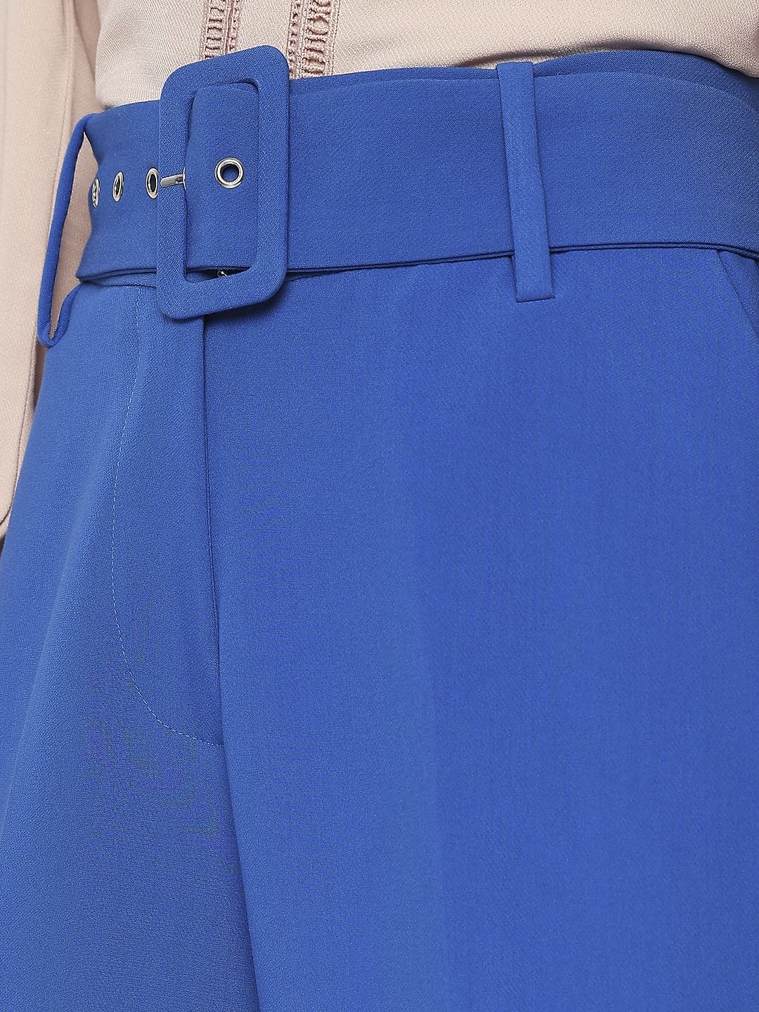 Blue High Rise Belted Pants - Image 7