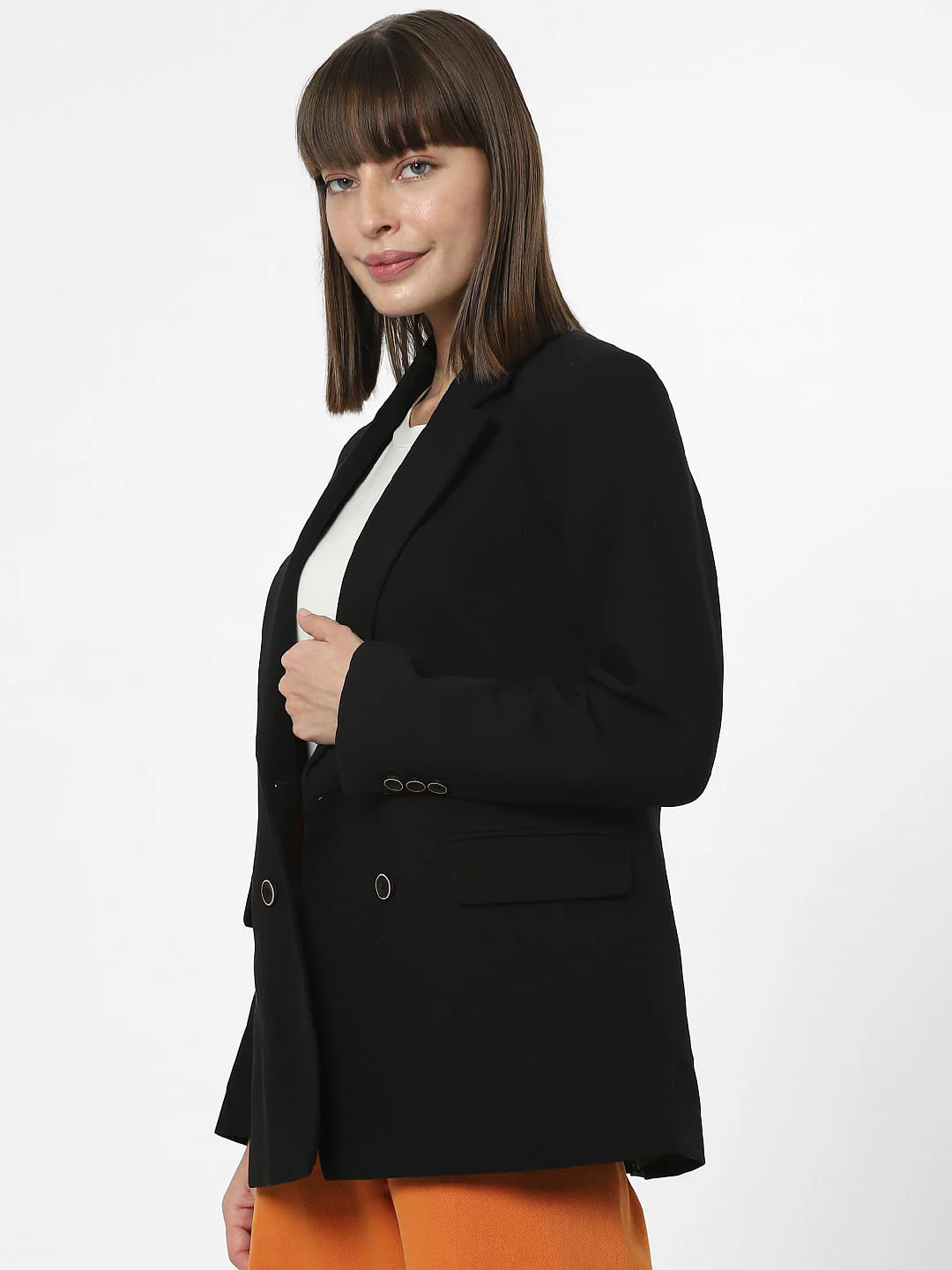 Black Notch Lapel Collar Blazer - Image 2