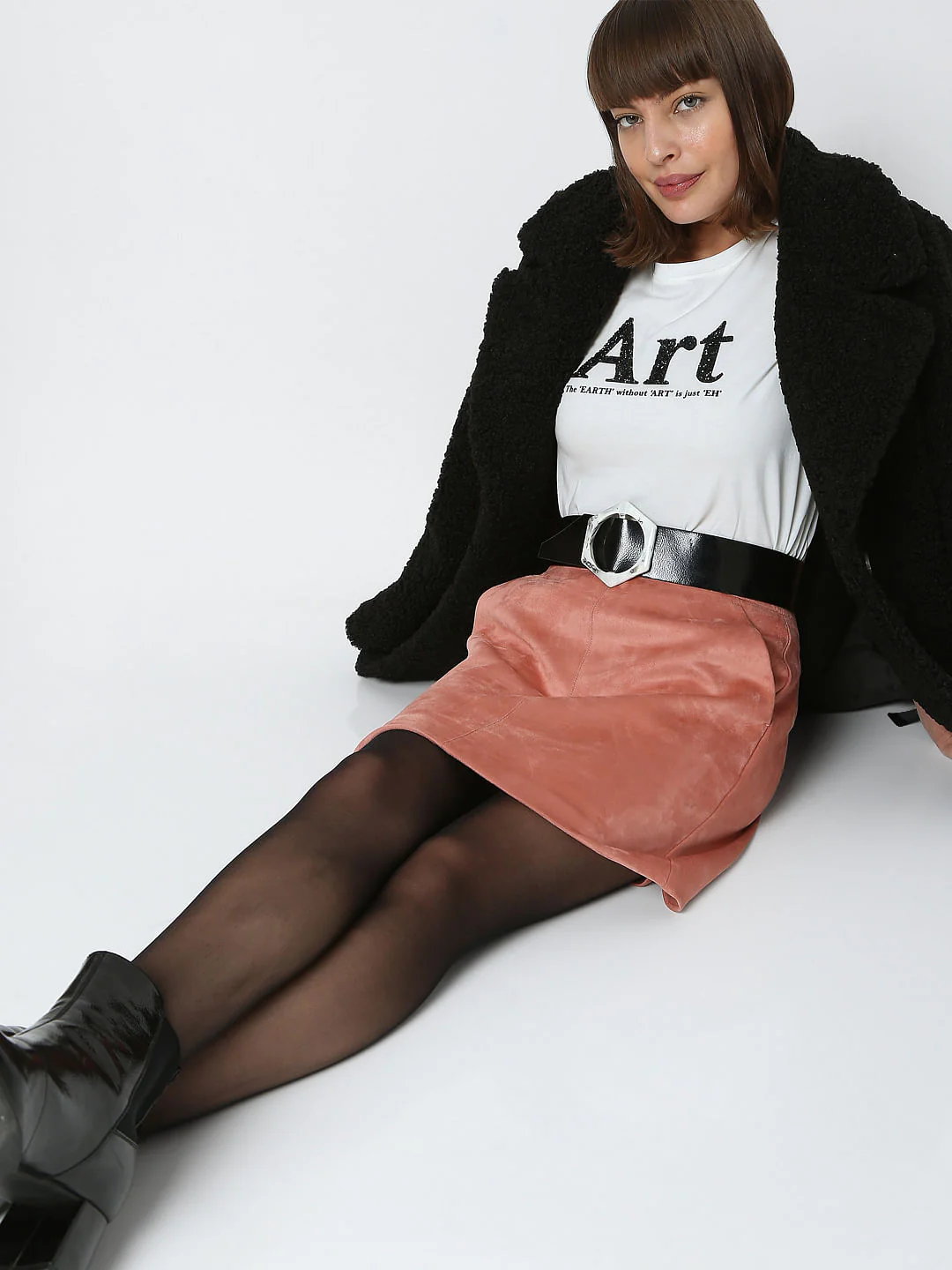 White Typographic Print T-Shirt