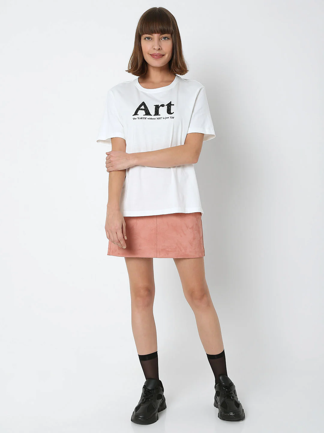 White Typographic Print T-Shirt - Image 5