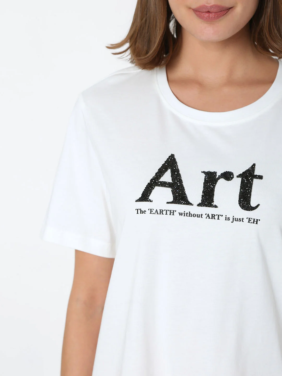 White Typographic Print T-Shirt - Image 6