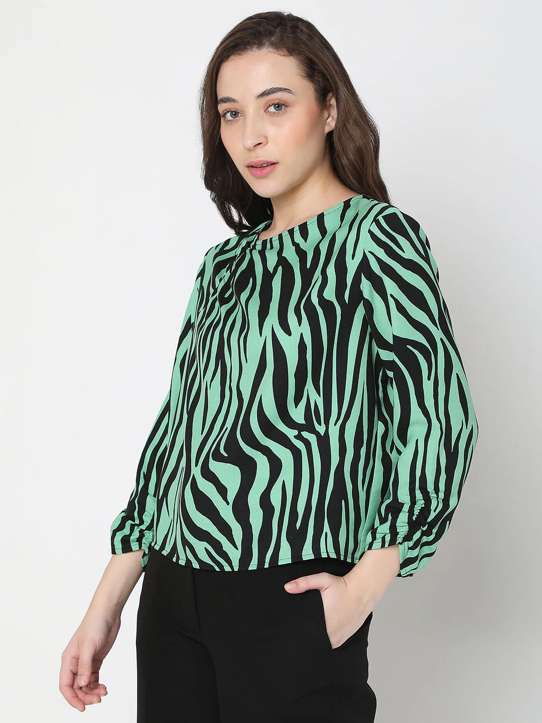 Green Animal Print Top - Image 3