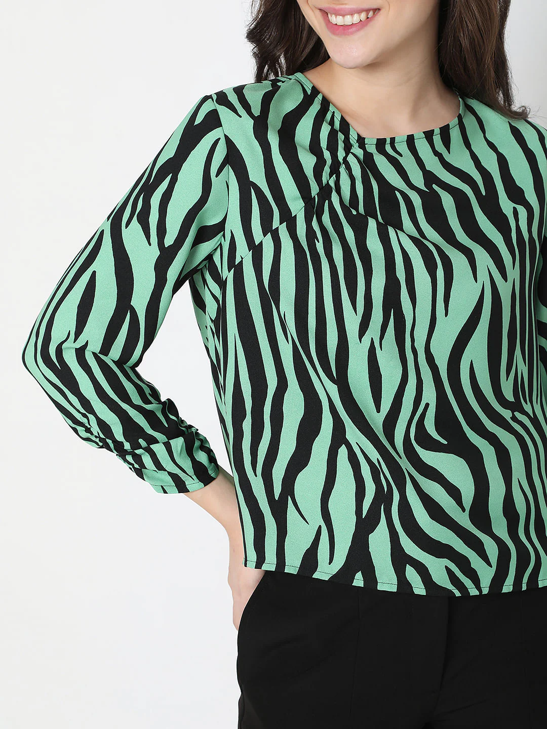 Green Animal Print Top - Image 6