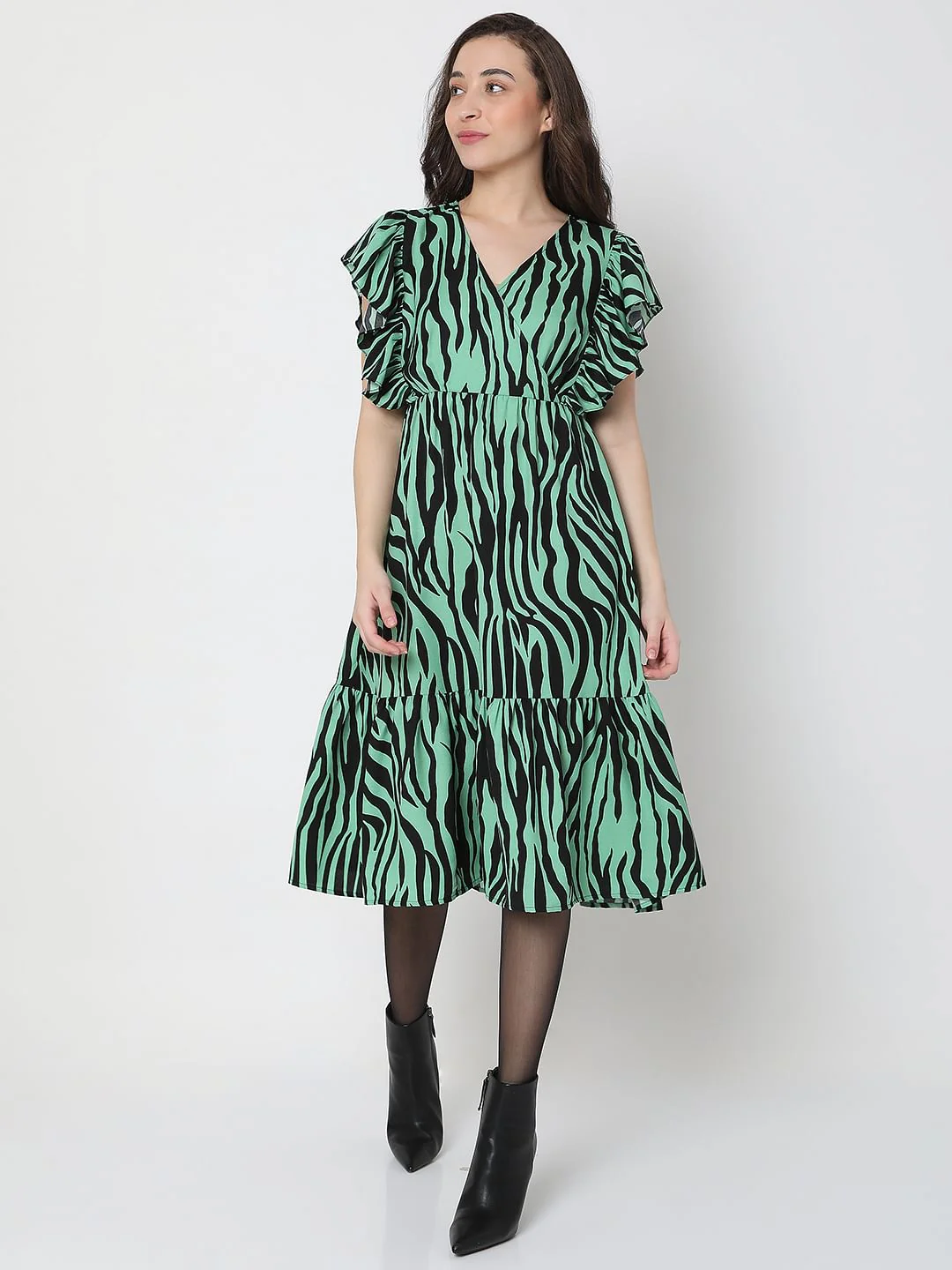 Green Animal Print Midi Dress - Image 2
