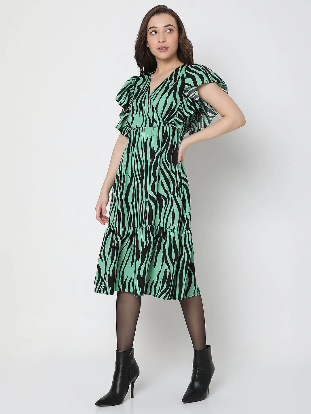 Green Animal Print Midi Dress - Image 3