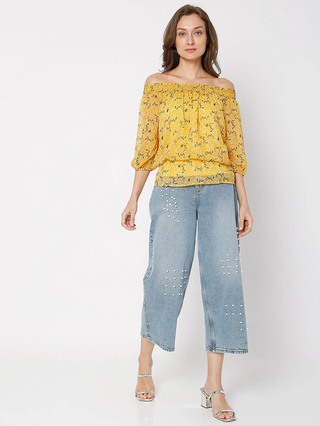 Yellow Floral Off-Shoulder Top - Image 5
