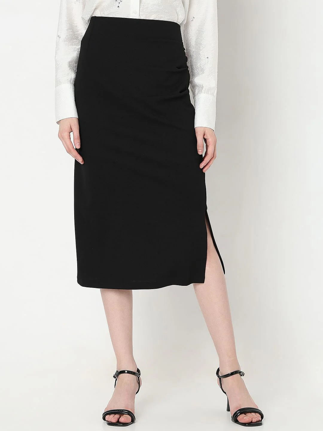Black High Rise Pencil Skirt - Image 2