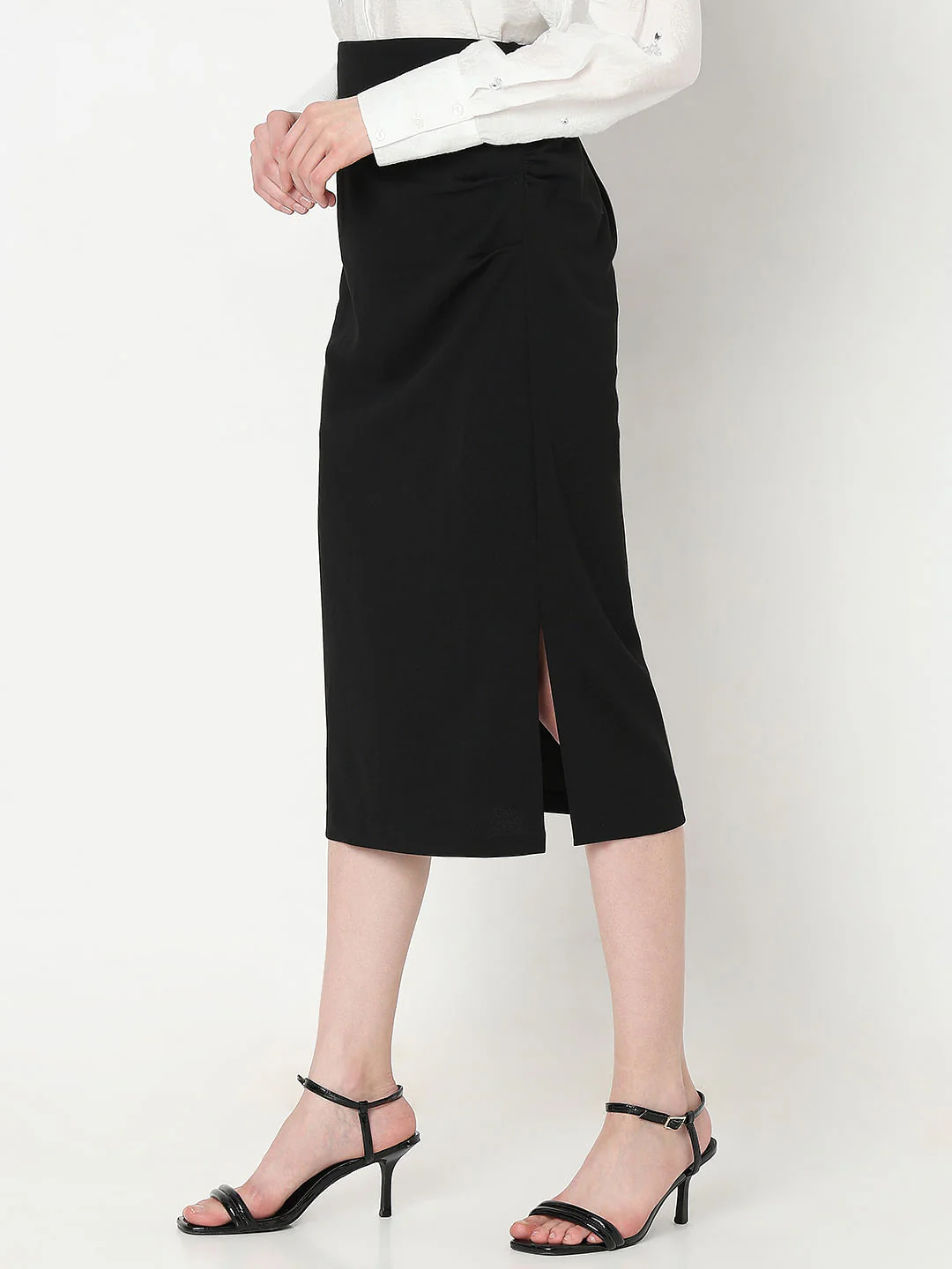 Black High Rise Pencil Skirt - Image 3