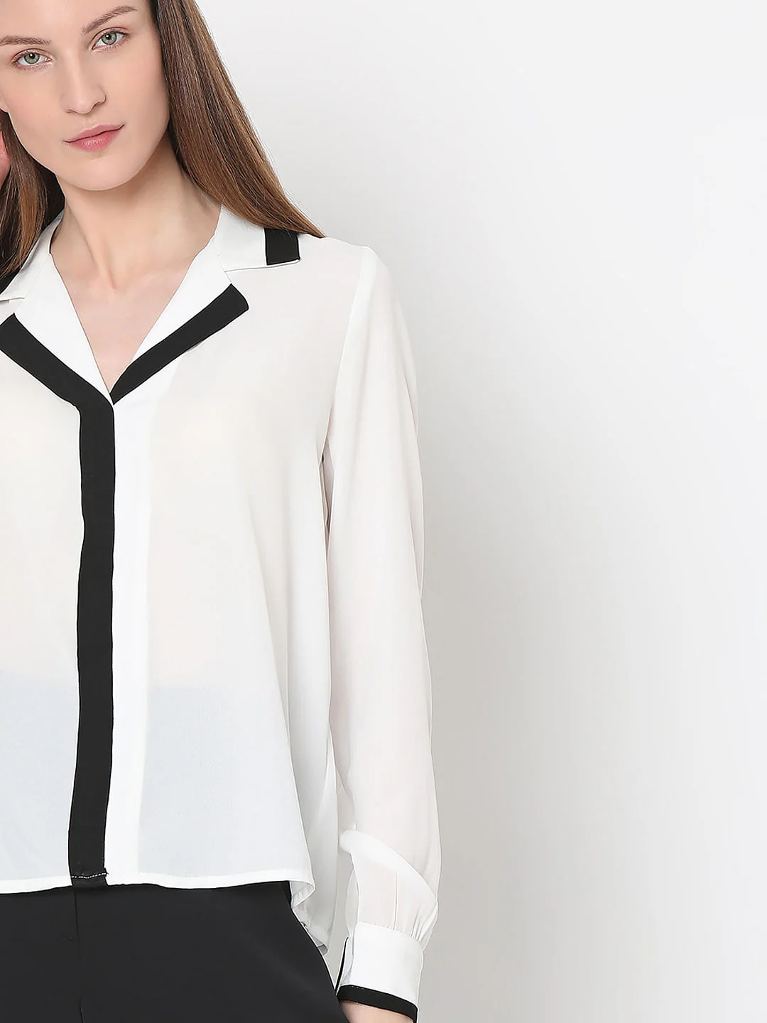 White & Black Full Sleeves Shirt - Image 6
