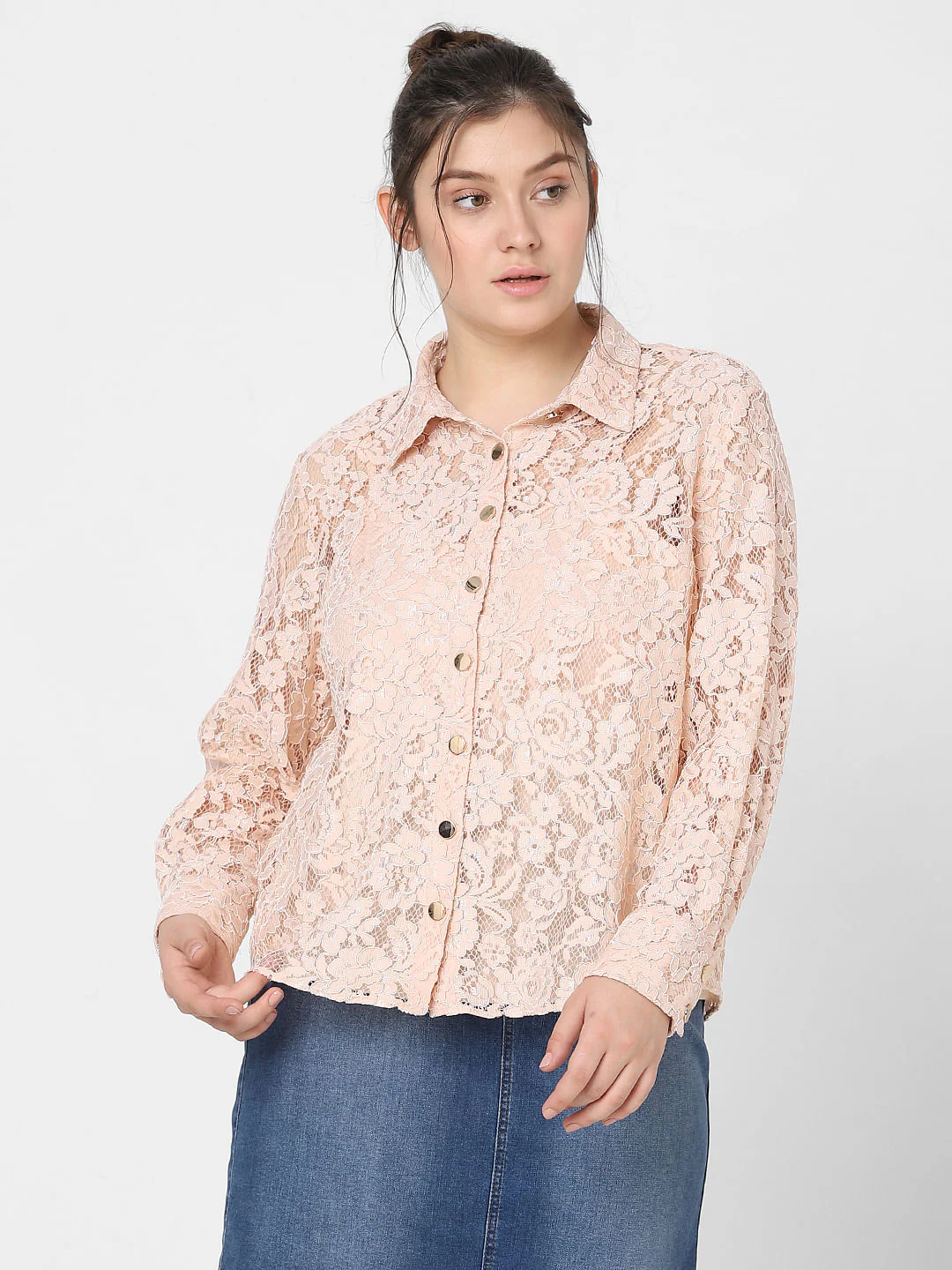 Curve Pink Lace Shirt - Image 2