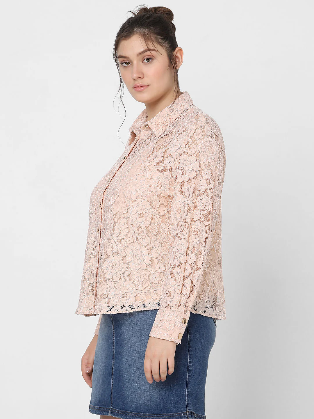 Curve Pink Lace Shirt - Image 3