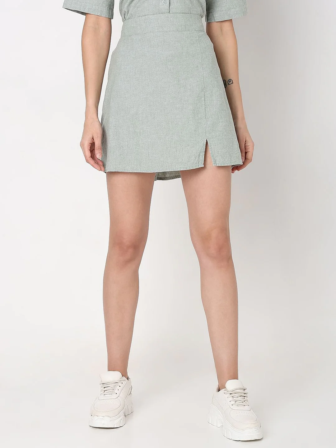 Light Green Co-Ord Set Short Skirt - Image 2
