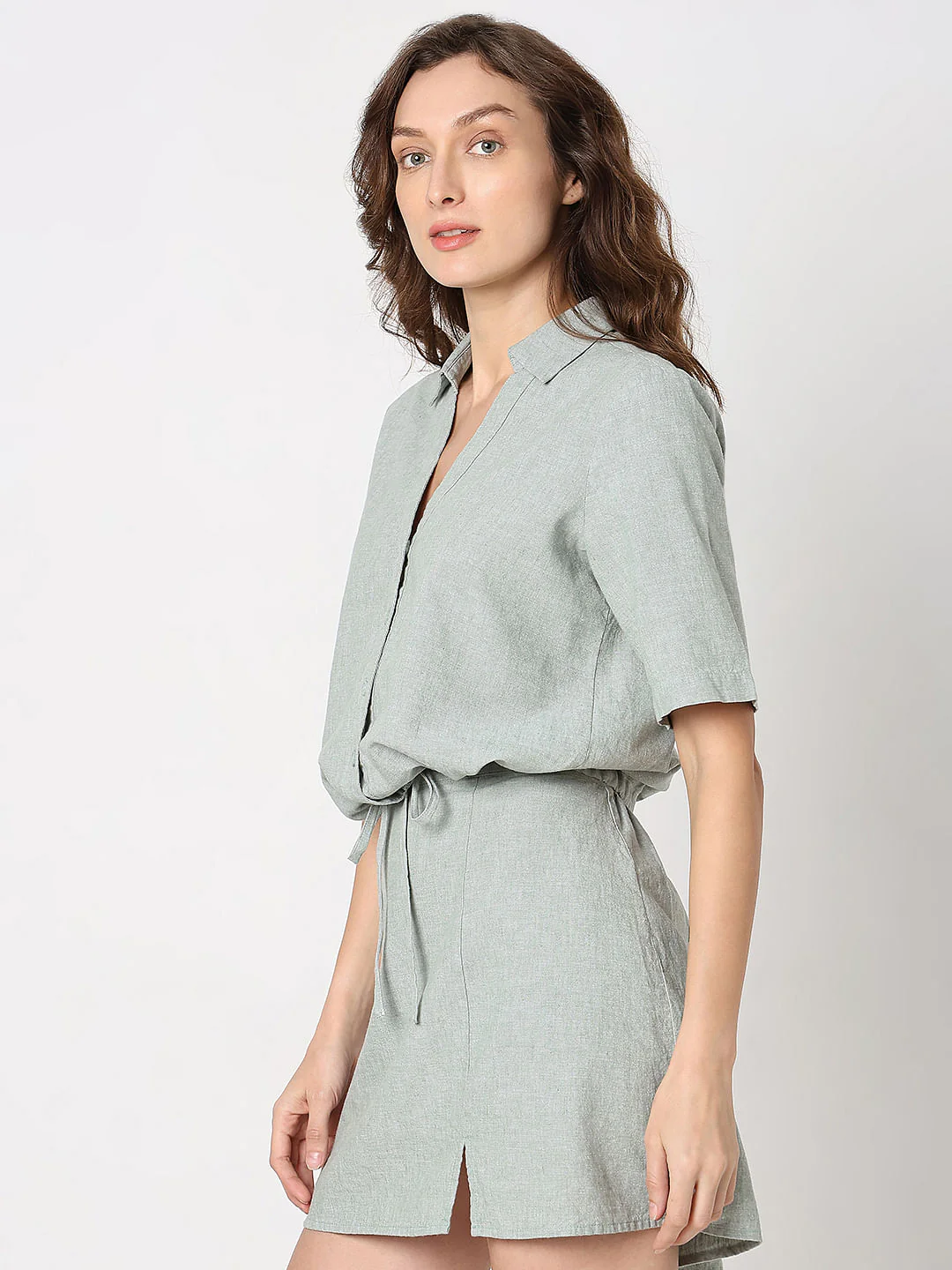 Green Woven Co-Ord Set Shirt - Image 3