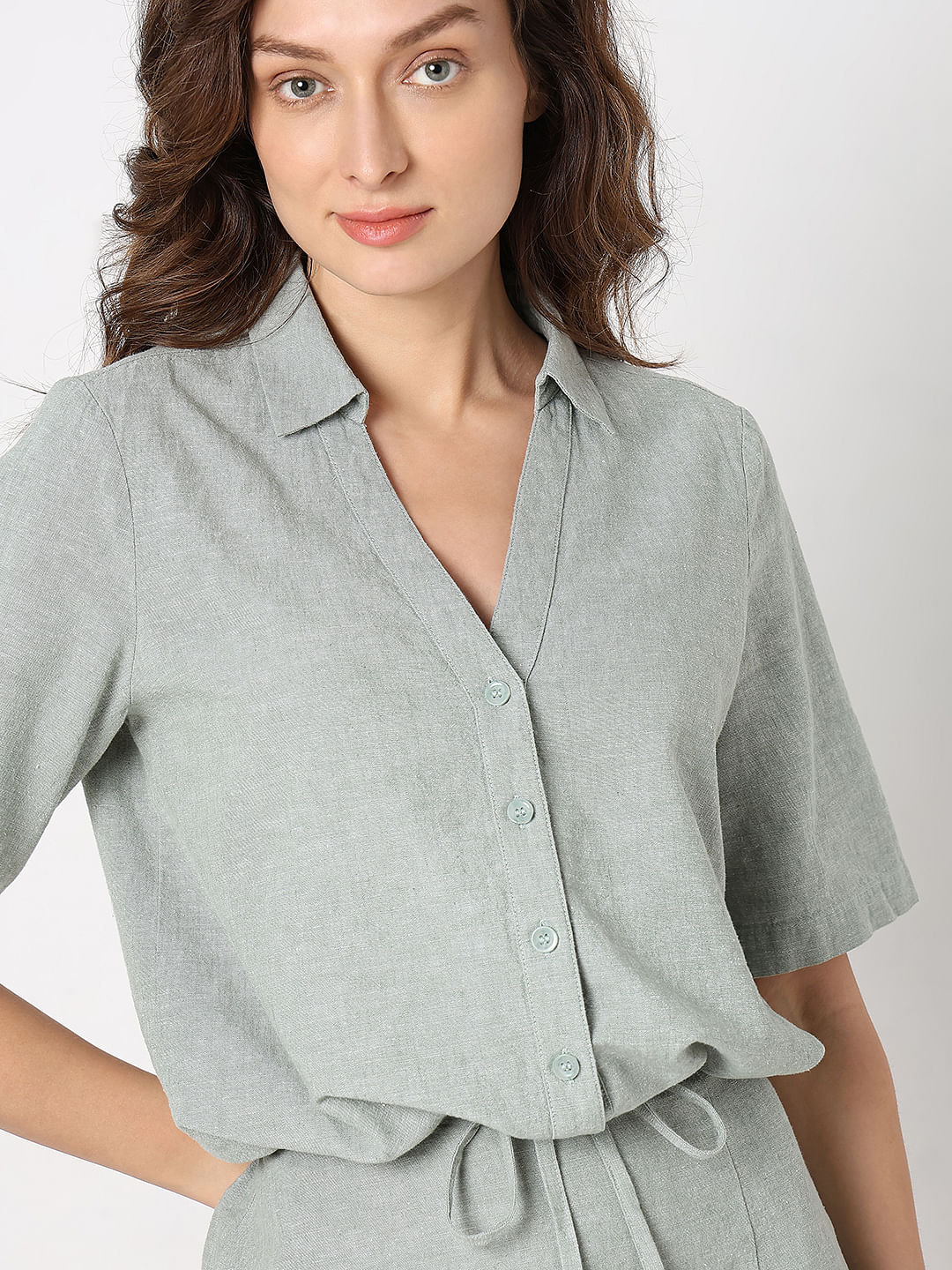 Green Woven Co-Ord Set Shirt - Image 6
