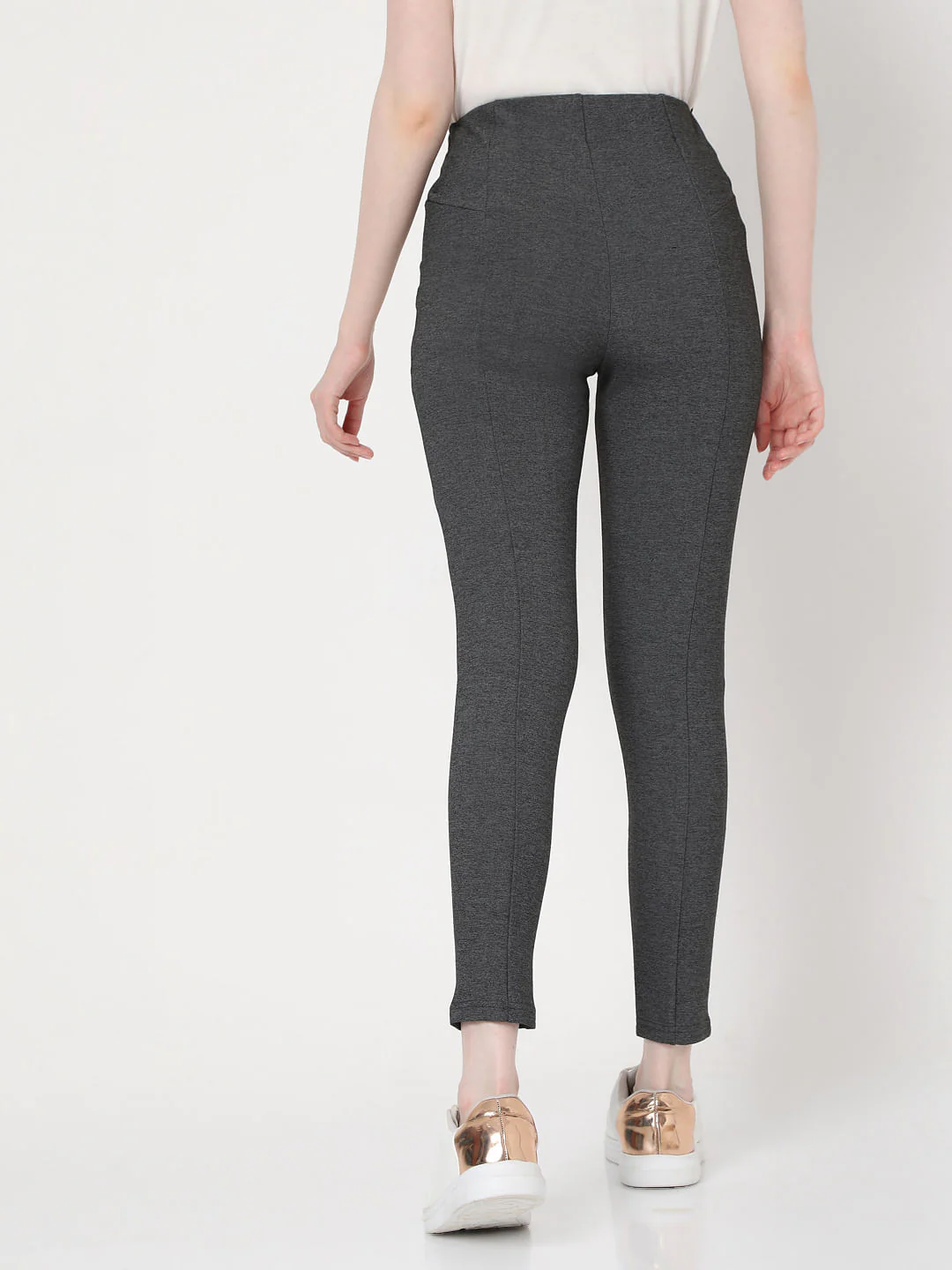 Grey High Waist Leggings - Image 4