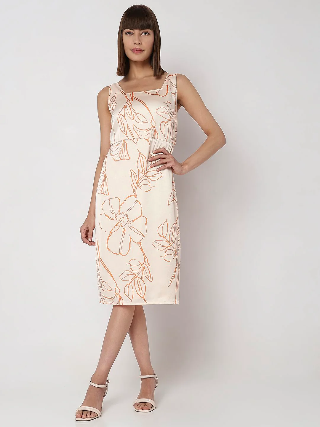Peach Printed Shift Dress - Image 2