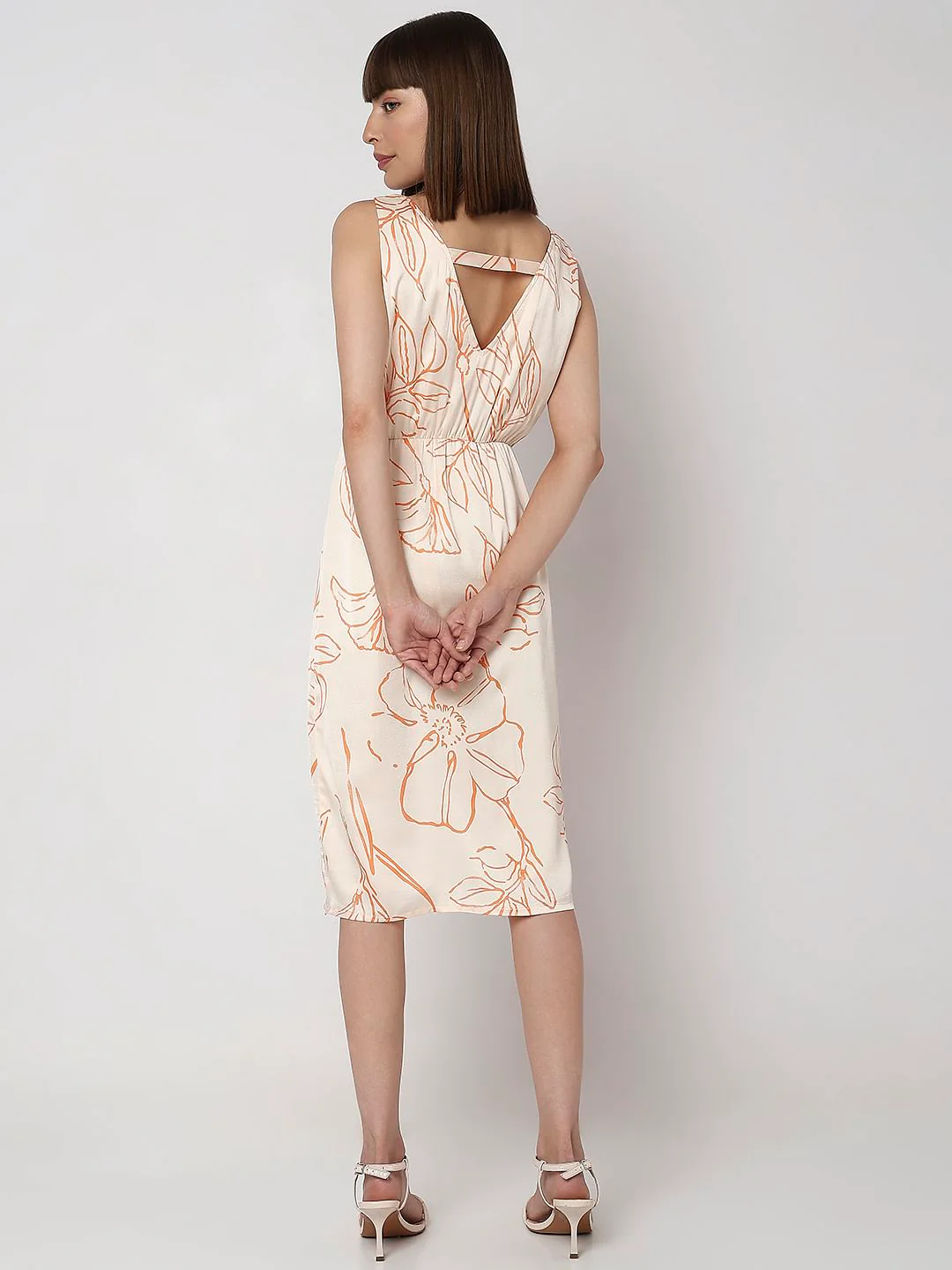Peach Printed Shift Dress - Image 4