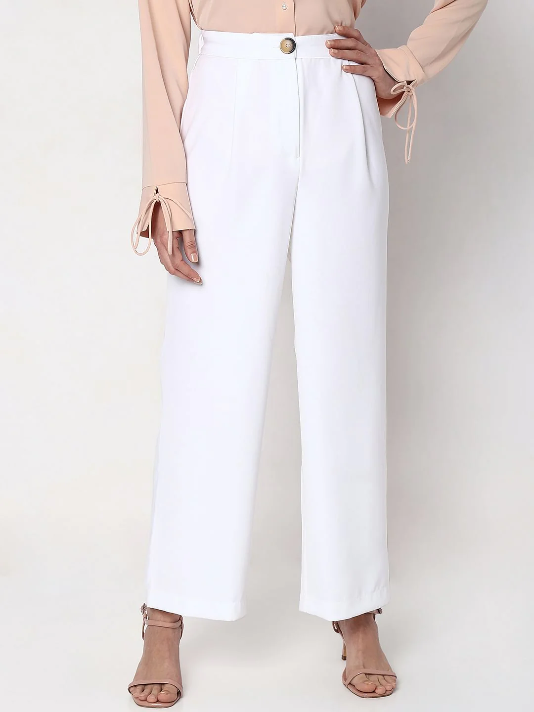 White High Rise Wide Leg Pants - Image 2
