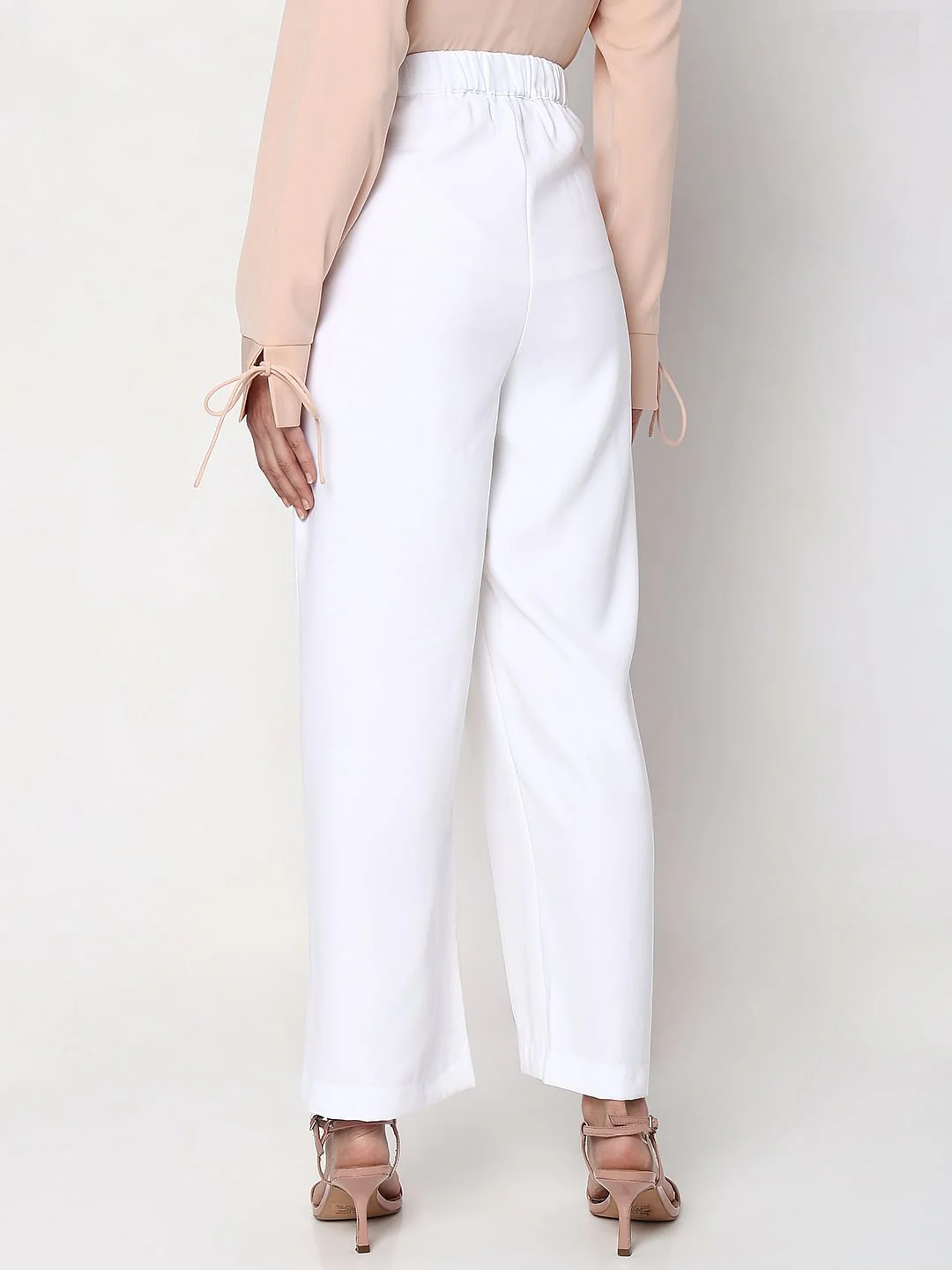 White High Rise Wide Leg Pants - Image 4