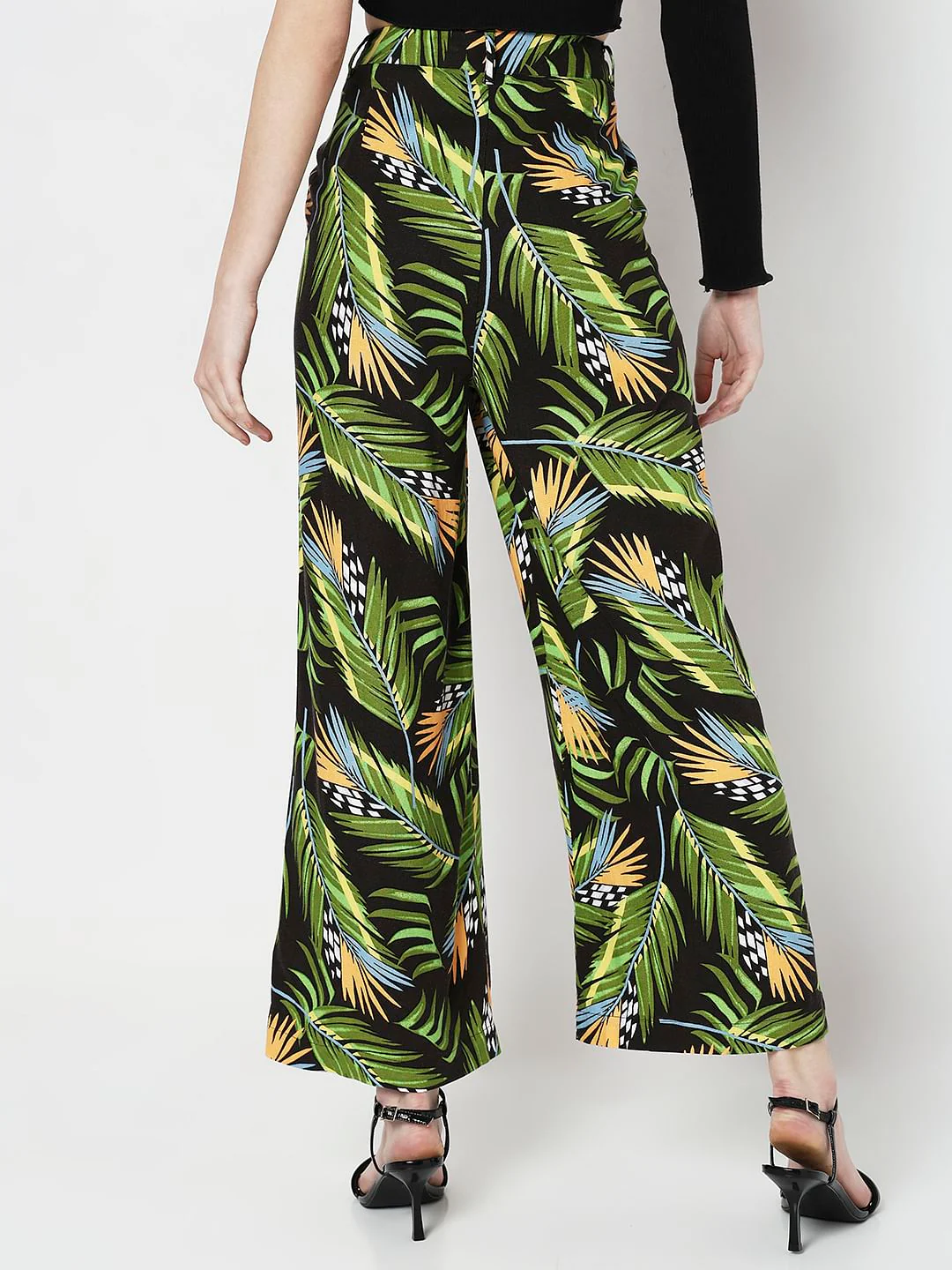 Green High Rise Tropical Print Pants - Image 4