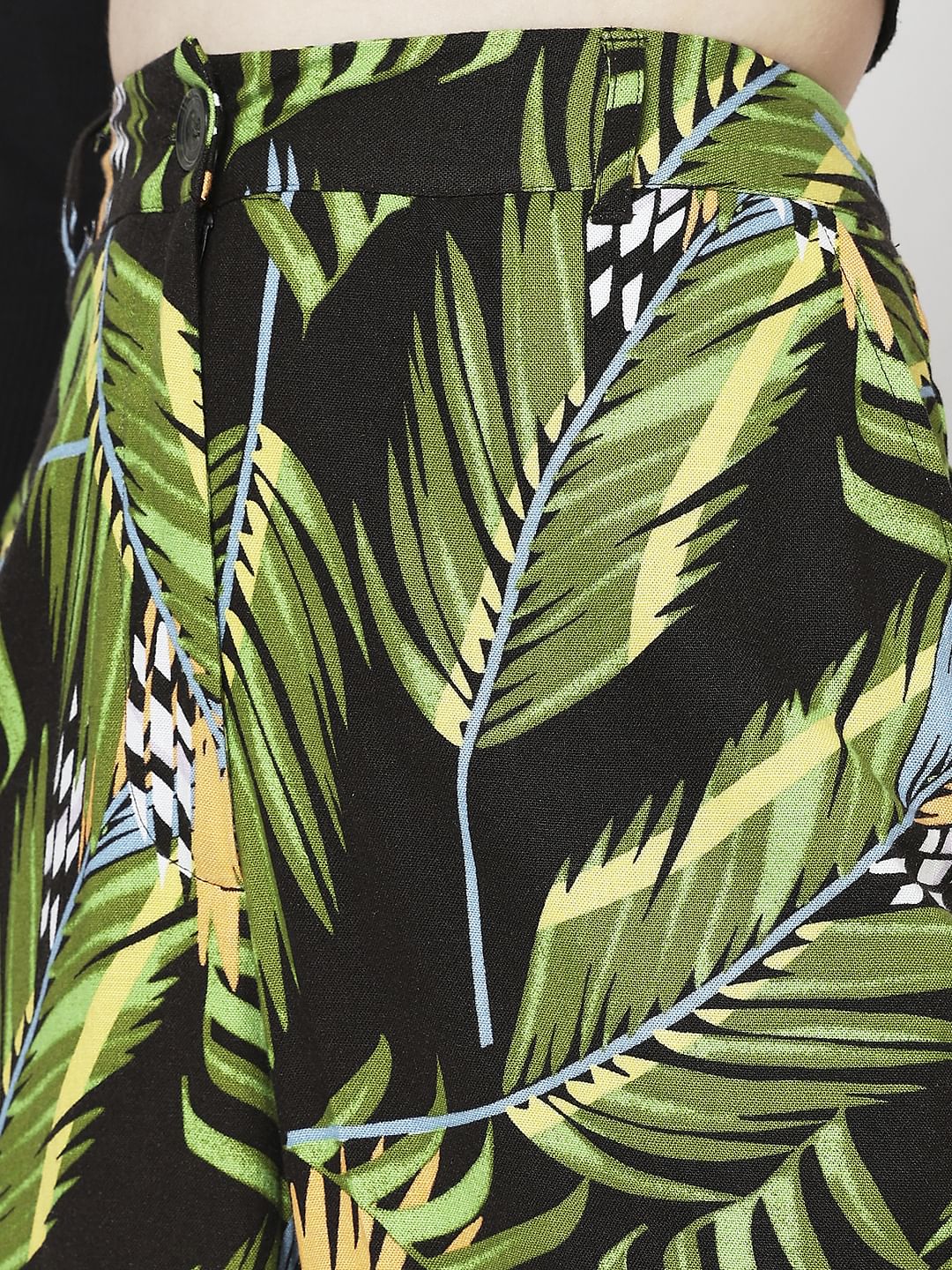 Green High Rise Tropical Print Pants - Image 5