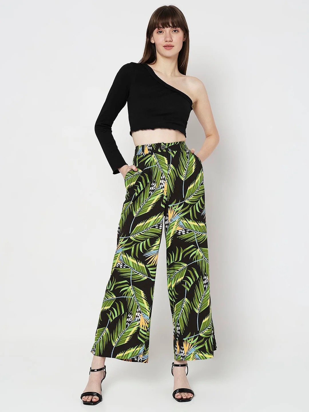 Green High Rise Tropical Print Pants - Image 6