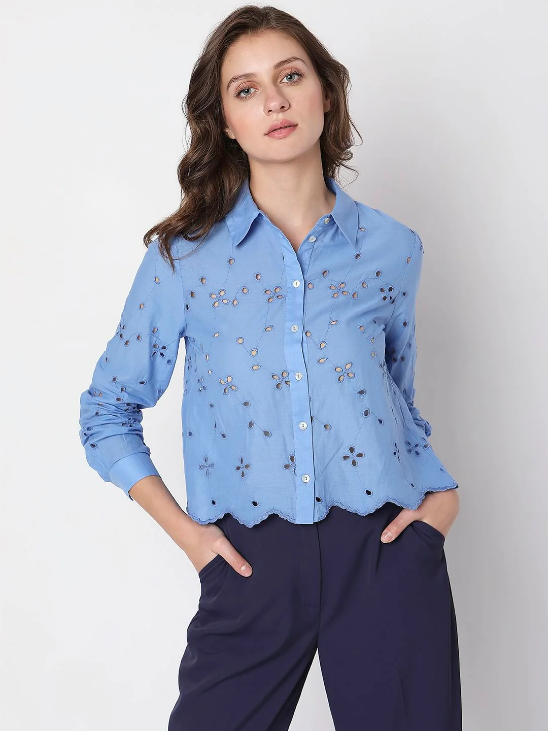 Blue Schiffli Shirt - Image 2