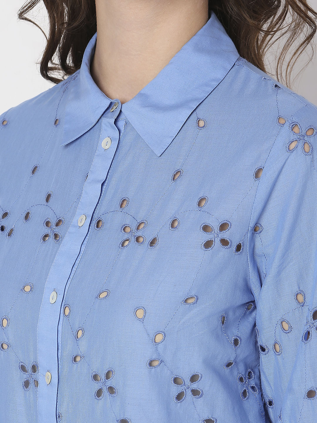 Blue Schiffli Shirt - Image 8
