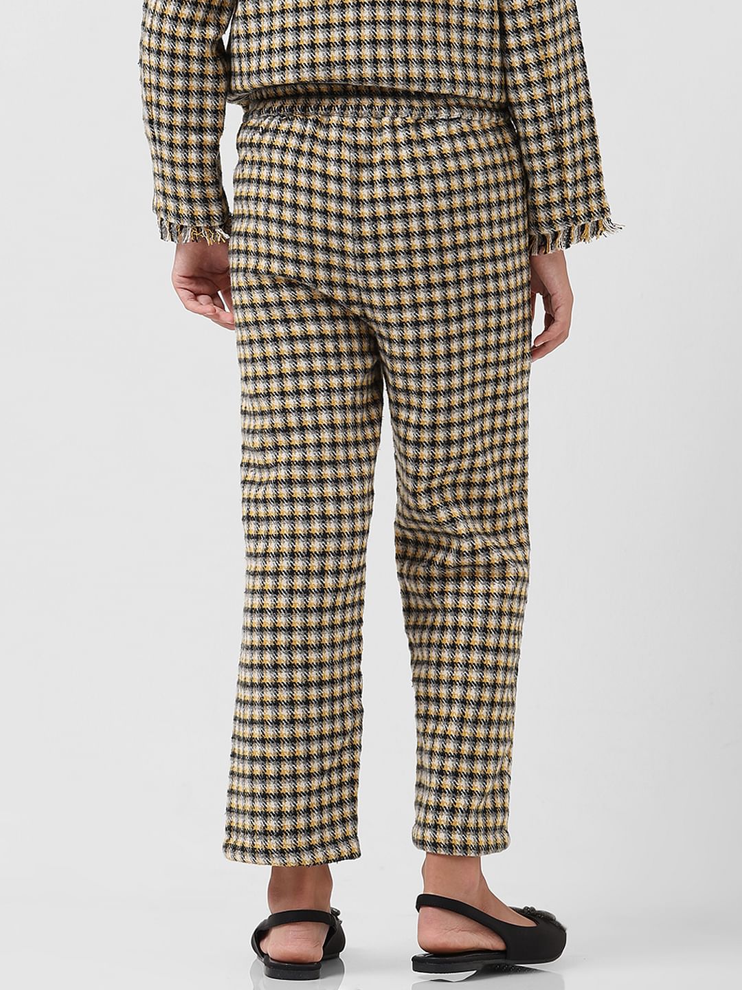 Girl Yellow Check Tweed Pants - Image 3