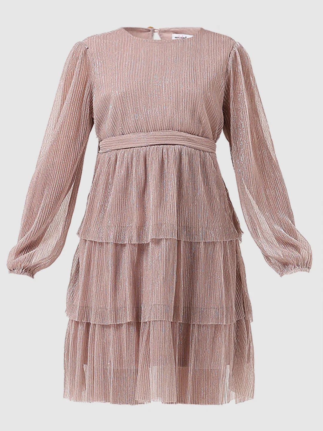 Girl Silver Shimmer Tiered Dress - Image 6