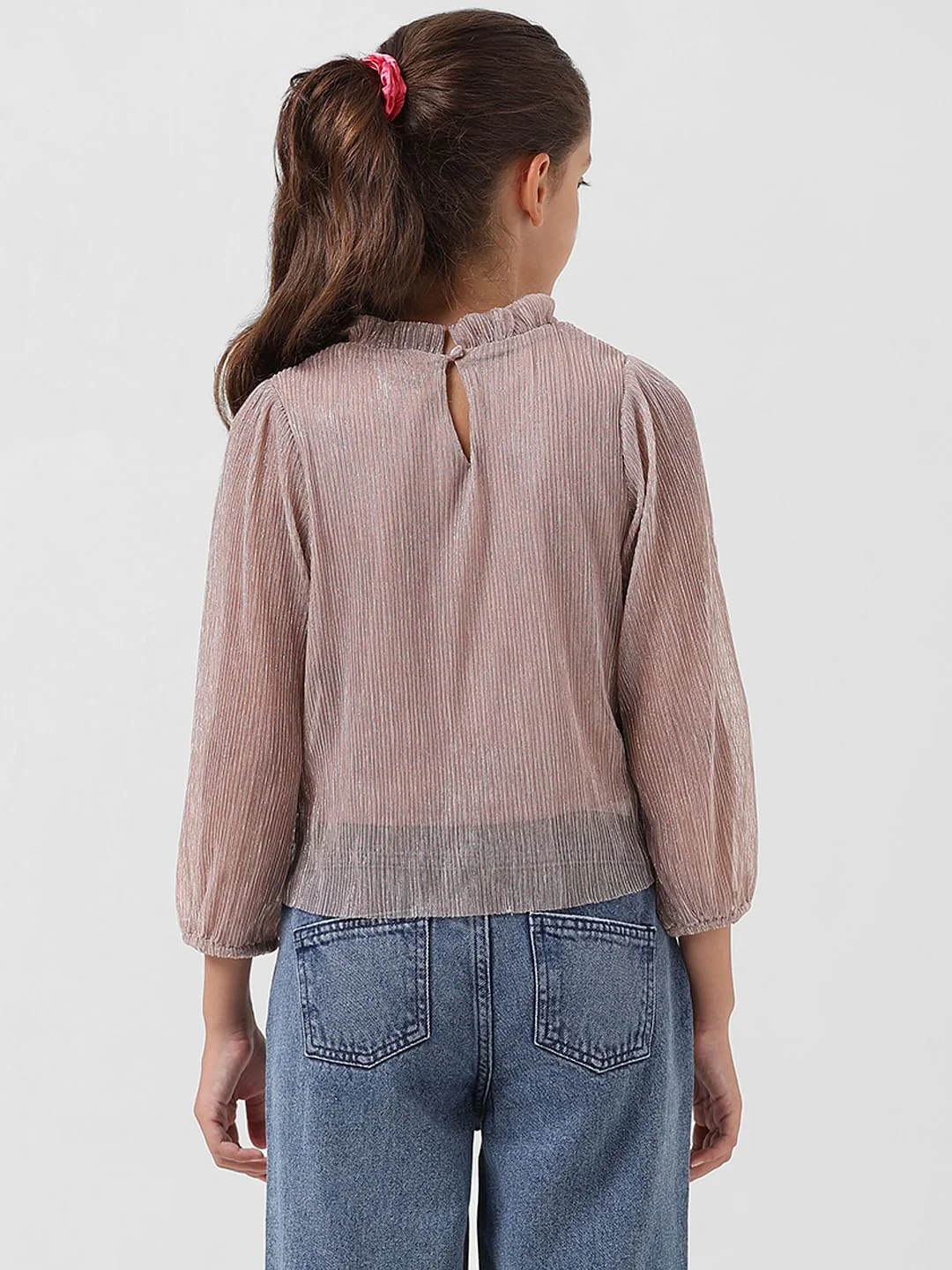 Girl Silver Lurex Shimmer Top - Image 3